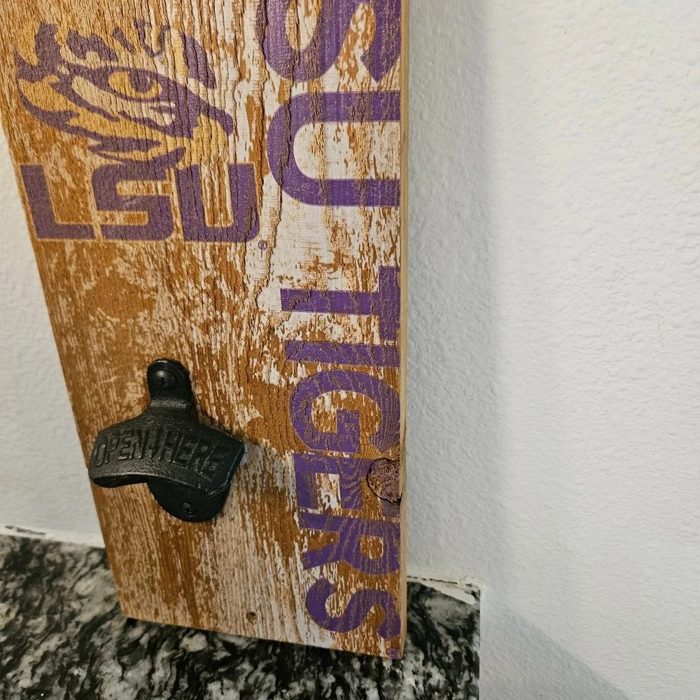 LSU Wooden Bottle Opener Wall Mounted Gifts for Men Beer Lovers‎ NFL